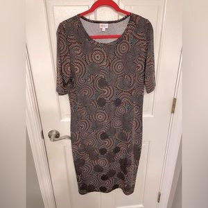 Lularoe black shirt sleeve Julia sheath dress. Size XL